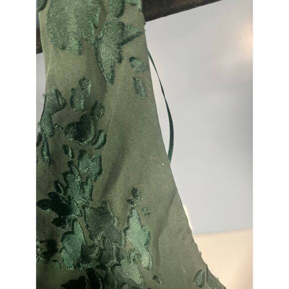 R&M Richards VTG Green Burnout Silk Blend Floral Tiered Maxi Dress Size Medium - Picture 8 of 12